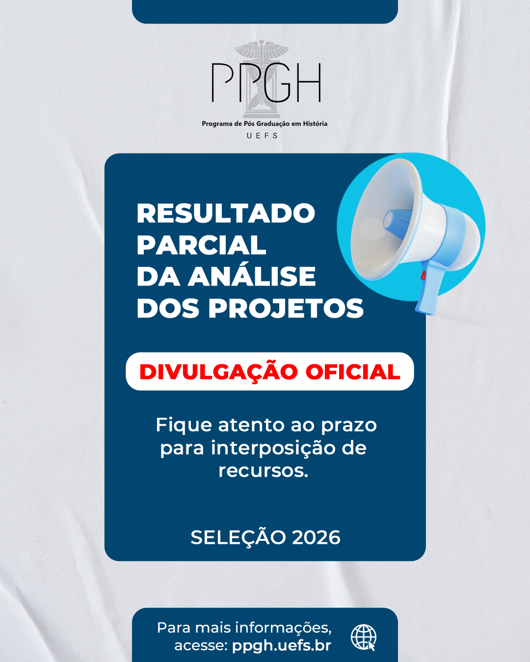 Divulgação do Resultado Parcial da Análise de Projetos