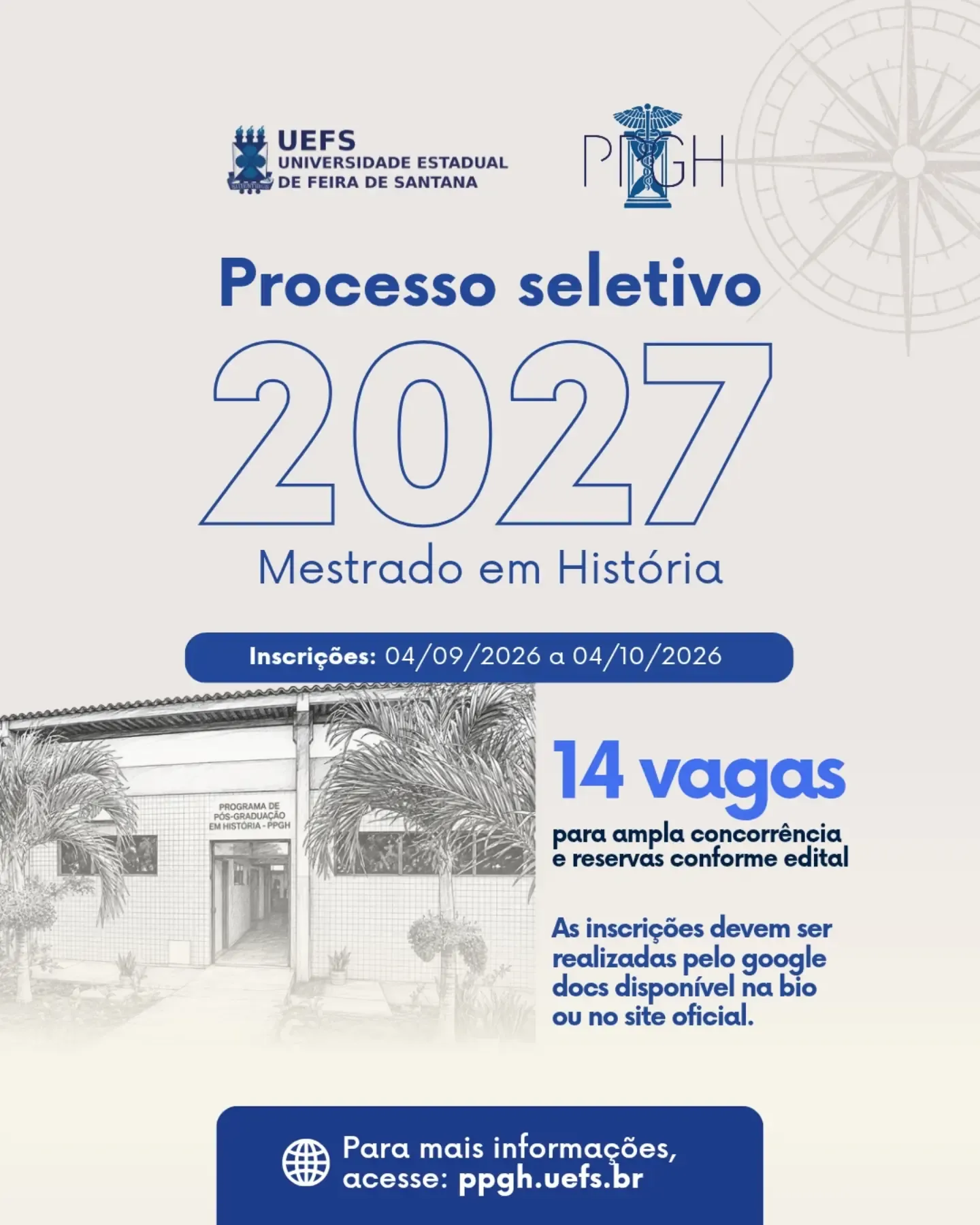 EDITAL DE ABERTURA DE INSCRIÇÕES PARA O PROGRAMA DE PÓS-GRADUAÇÃO EM HISTÓRIA 2027 (NOVO)